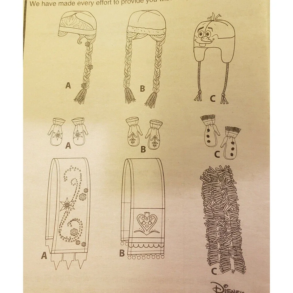 Disney's Frozen Child Hats, Mittens & Scarves Simplicity Sewing Pattern J0203